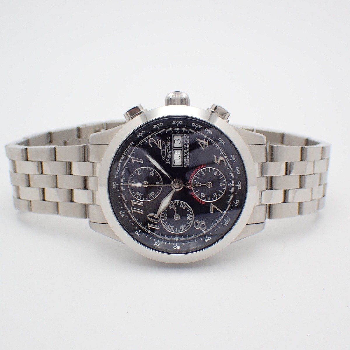  KENTEX ケンテックス ESPY2 50本 バルジュー7750搭載 クロノグラフ 自動巻き メンズ 腕時計 デイデイト 黒文字盤 S349X いおき質店 高評価 自動巻き時計 腕時計(アナログ)
