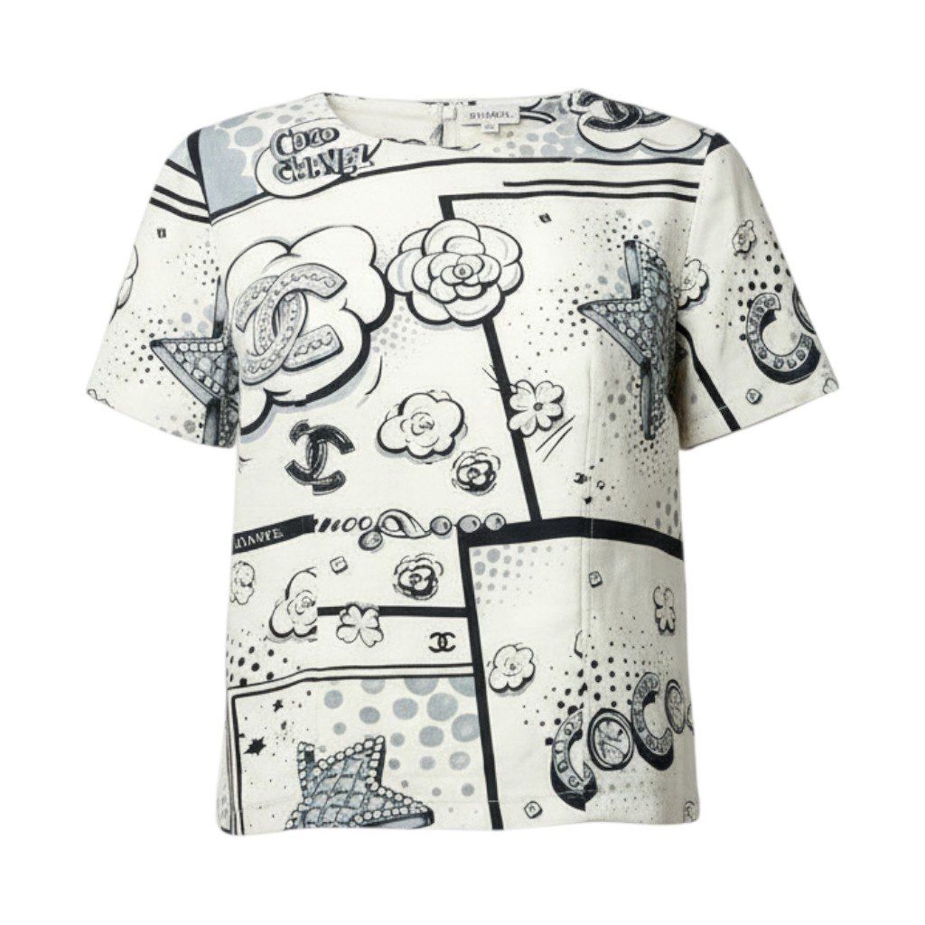 b23 CHANEL シャネル P80342 2025SS CCロゴ 半袖シルクブラウス 半袖