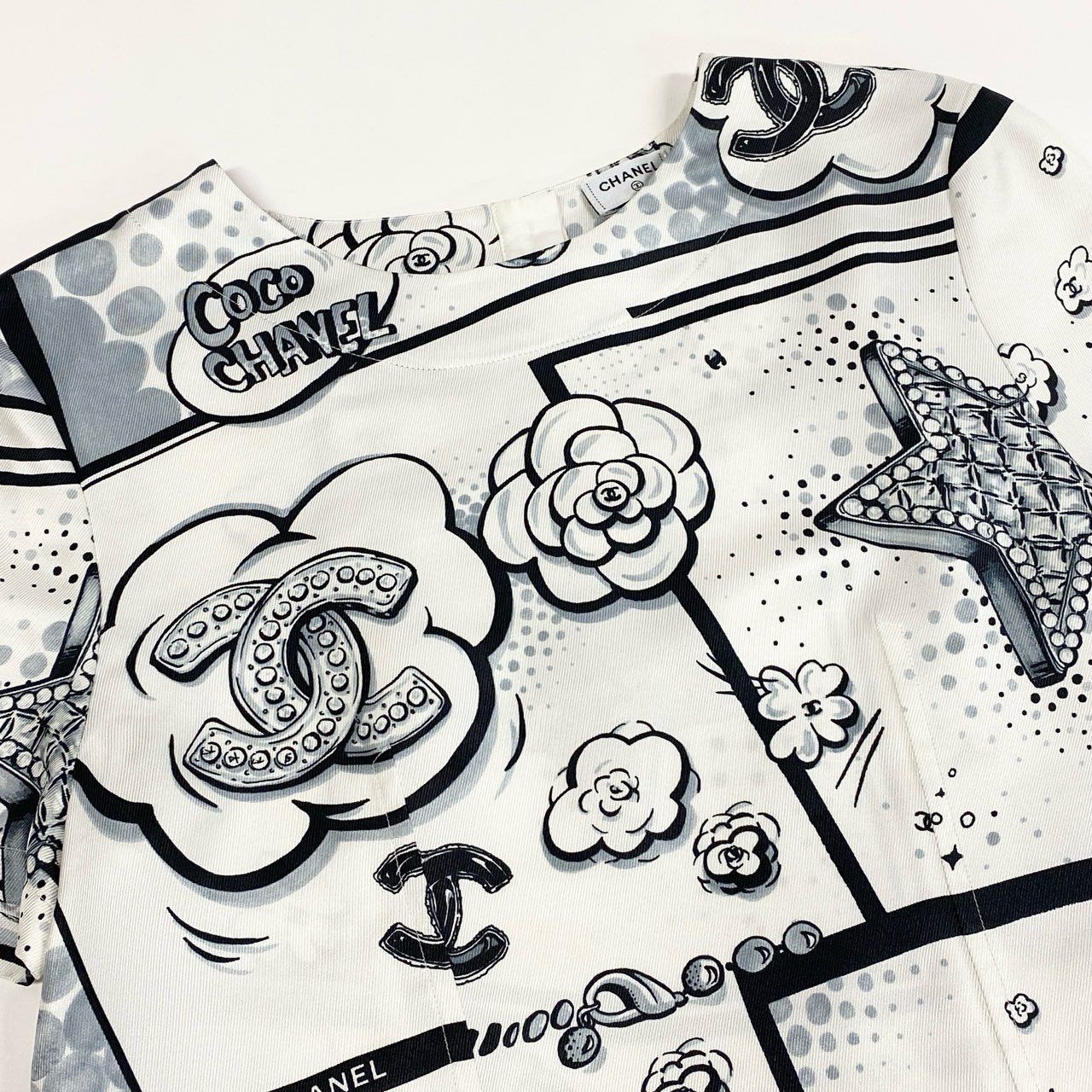 b23 CHANEL シャネル P80342 2025SS CCロゴ 半袖シルクブラウス 半袖