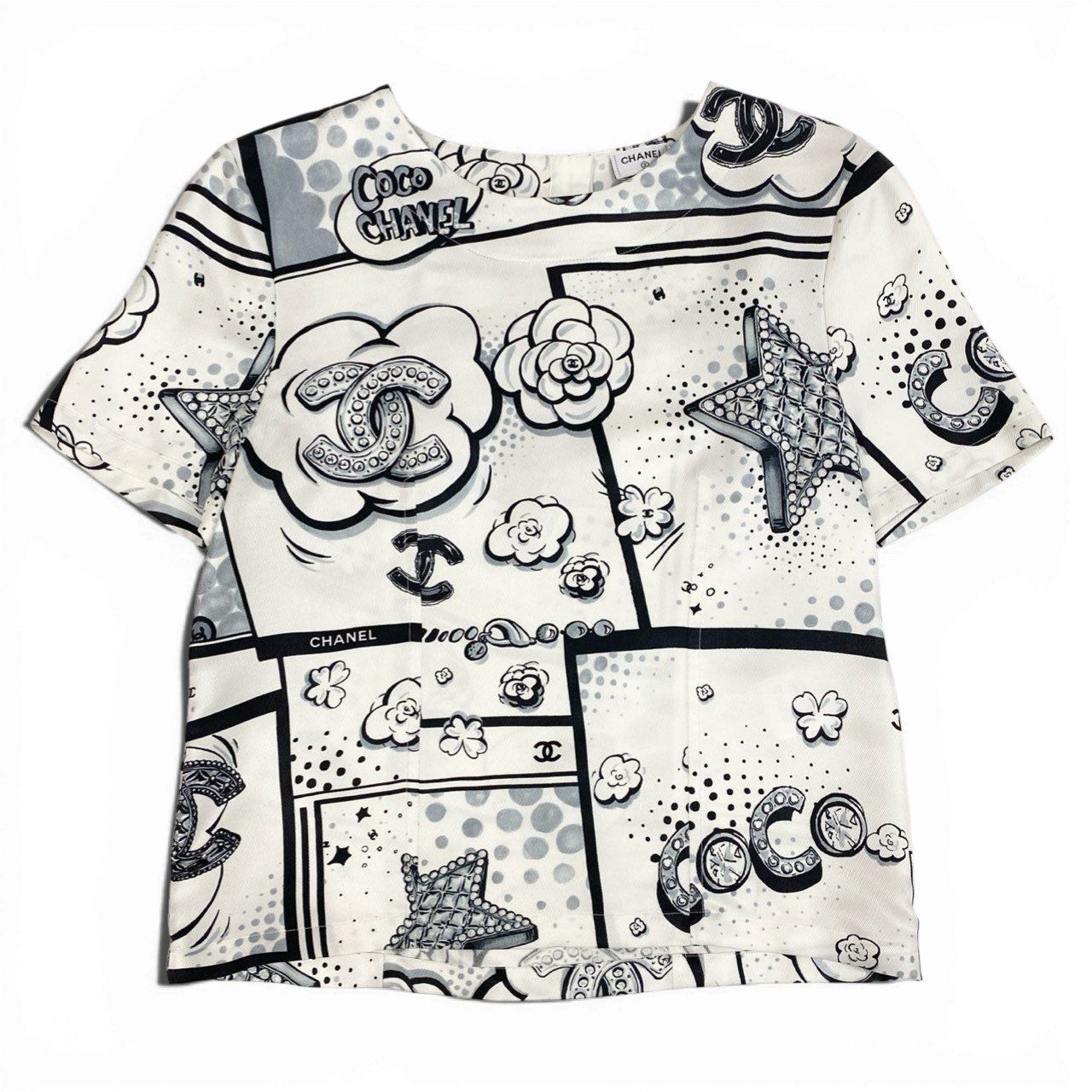 b23 CHANEL シャネル P80342 2025SS CCロゴ 半袖シルクブラウス 半袖