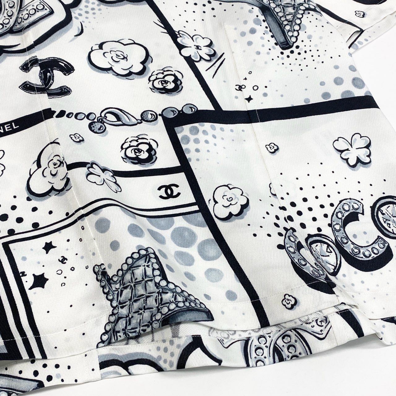 b23 CHANEL シャネル P80342 2025SS CCロゴ 半袖シルクブラウス 半袖