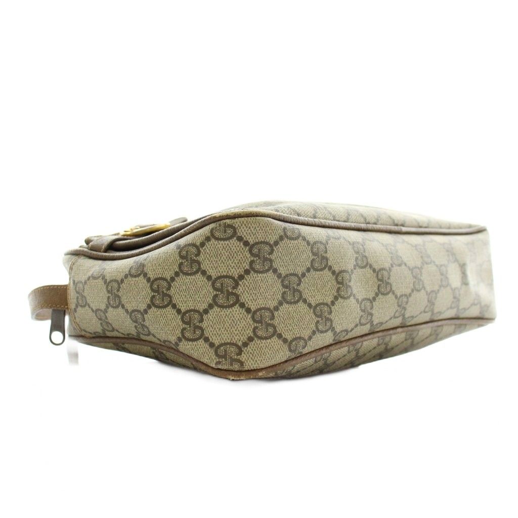 グッチ GUCCI ショルダーバッグ PVC レザー GGスプリーム 総柄 茶色