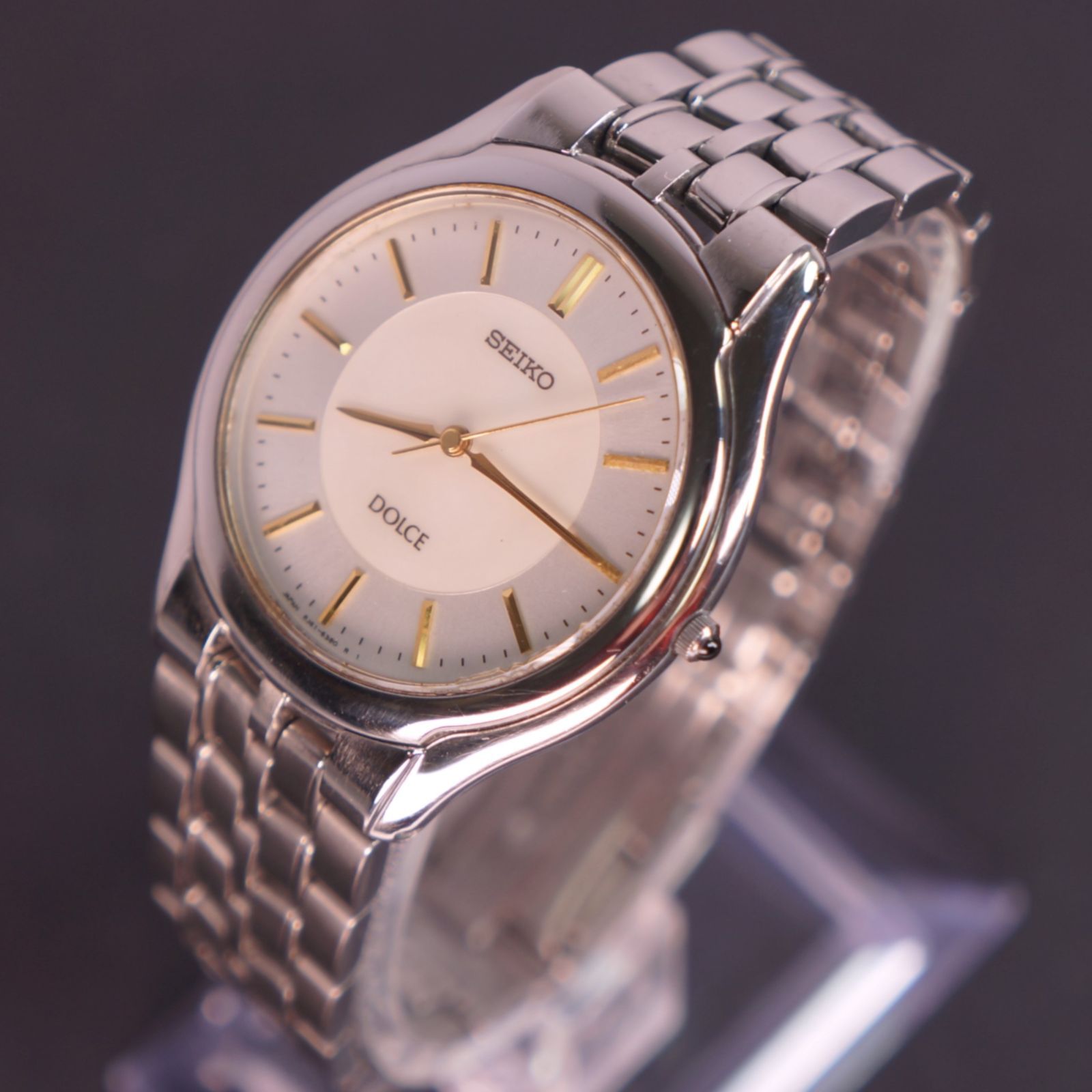 稼働品】SEIKO DOLCE シェル文字盤 アンティーク腕時計 電池交換済