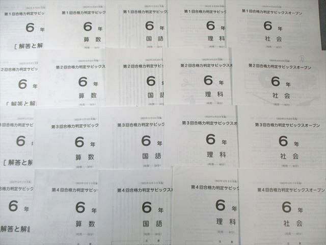 SAPIX 小6 第1～4回合格力判定サピックスオープン 2023年9月～12月