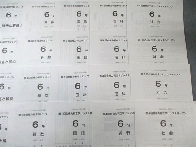 SAPIX 小6 第1～4回合格力判定サピックスオープン 2024年9月～12月