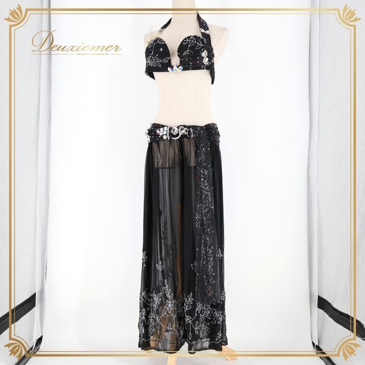 ベリーダンス オリエンタル 衣装 ブラック系 トップス ズボン 黒