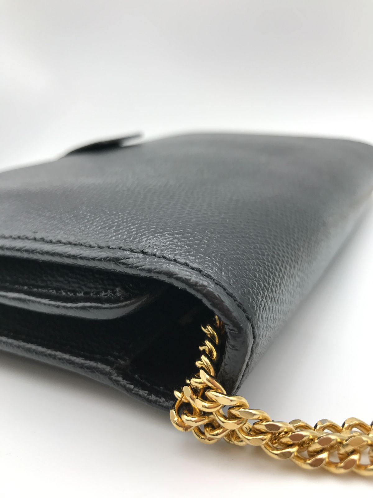 Christian Dior ディオール チェーンショルダーバッグ レザー ブラック