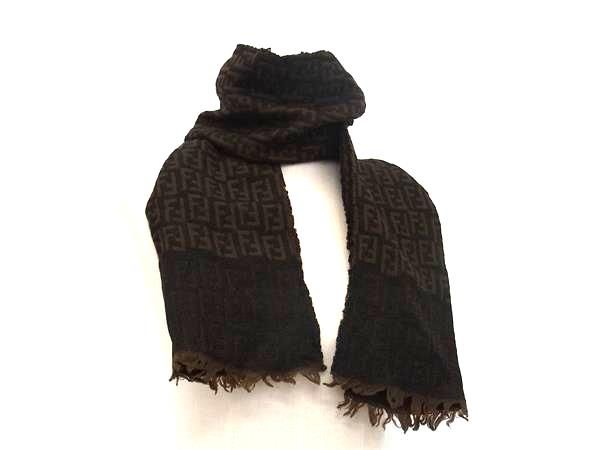 FENDI フェンディ ズッカ柄 ズッキーノ ウール100％ フリンジ ストール