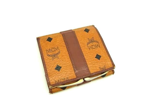 MCM エムシーエム モノグラム ヴィセトス柄 レザー がま口 三つ折り