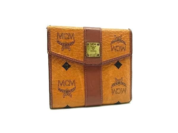 MCM エムシーエム モノグラム ヴィセトス柄 レザー がま口 三つ折り