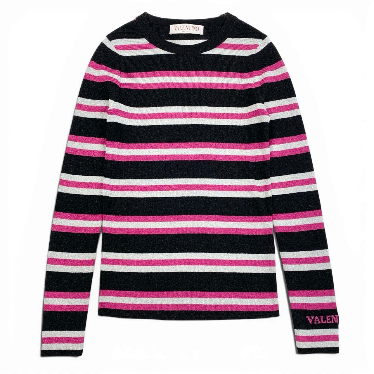 b23 【美品】VALENTINO ヴァレンティノ 2021年 袖ロゴ入り ラメ混紡