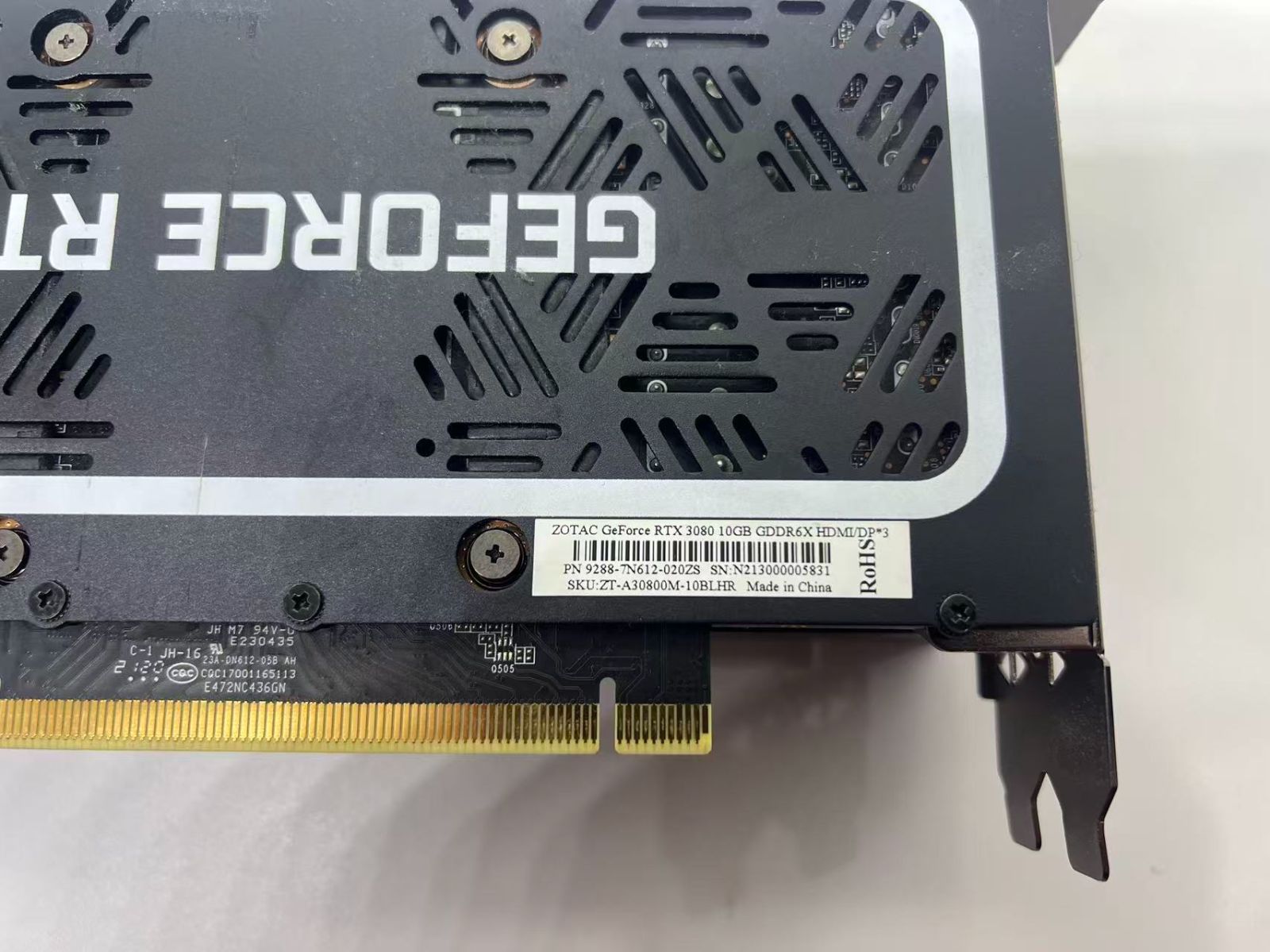 ZOTAC GEFORCE RTX3080 10GB GDDR6X HDMI/DP*3 中古グラフィックカード