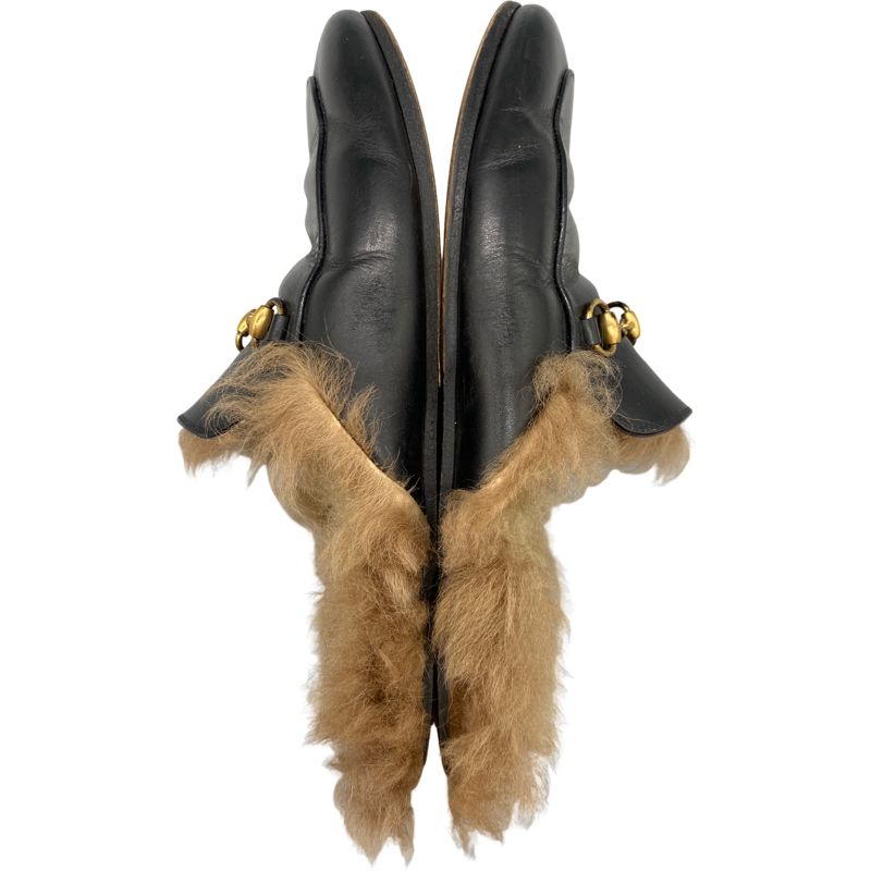 GUCCI プリンスタウン ホースビット レザー リアルファー ブラック