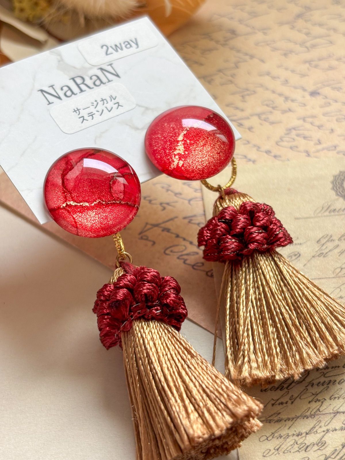 486≫アルコールインクアート【nara】2wayタッセルピアス - メルカリ