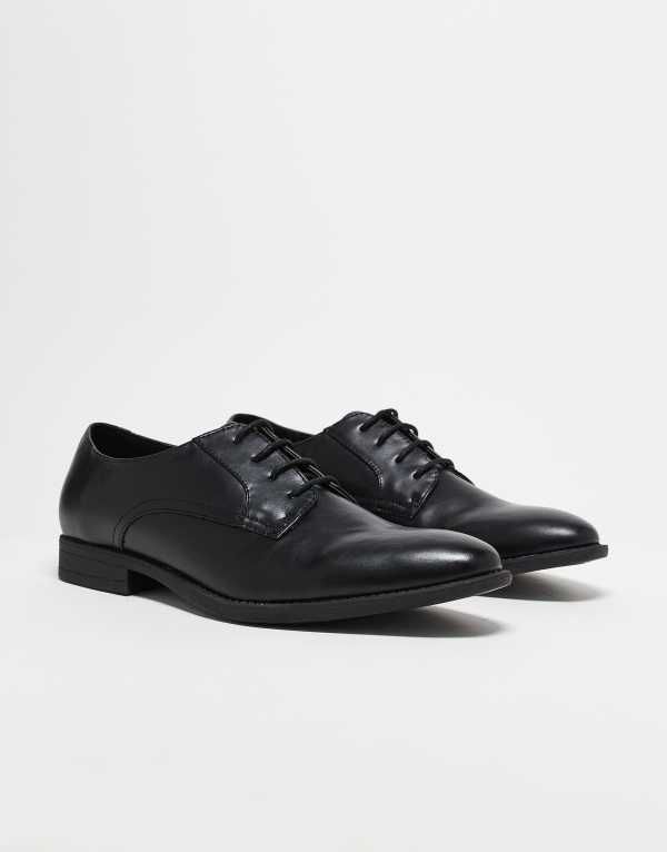 エイソス メンズ シューズ スニーカー ダービー レザー フェイクレザー ASOS DESIGN derby shoes faux leather Black ブラック
