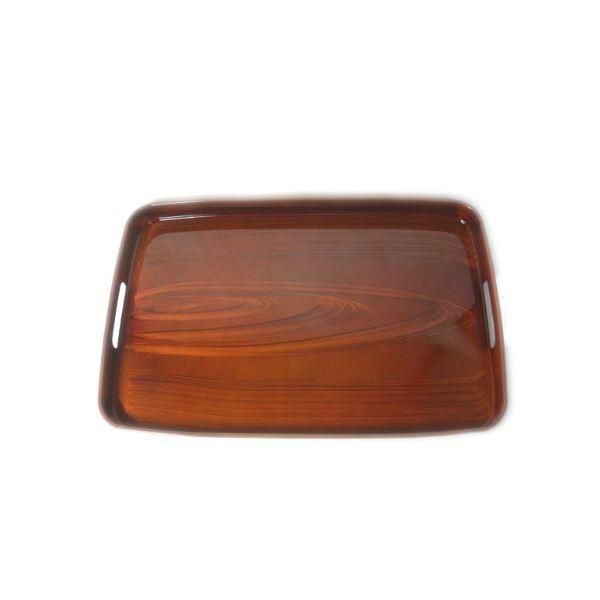 3個セット〕 お盆 トレー 長手盆 杢目 48cm 持ち運び便利 和風 橋本
