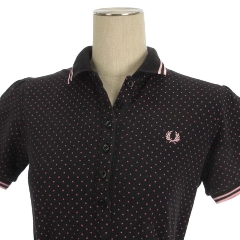 フレッドペリー FRED PERRY ポロ ワンピース 半袖 ドット ブラック M