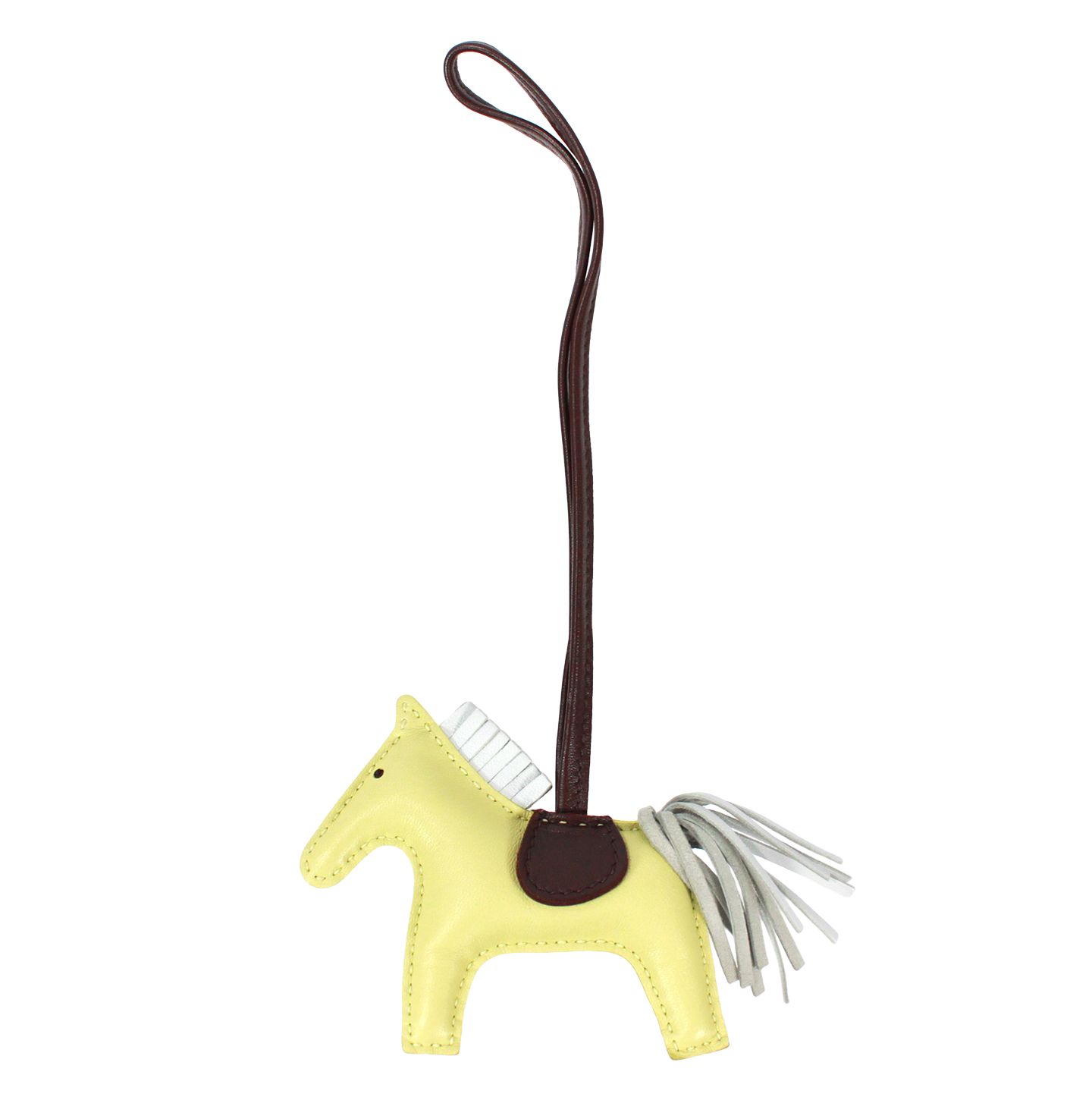 HERMES ロデオ チャーム PM アニョーミロ レザー イエロー×ブラウン