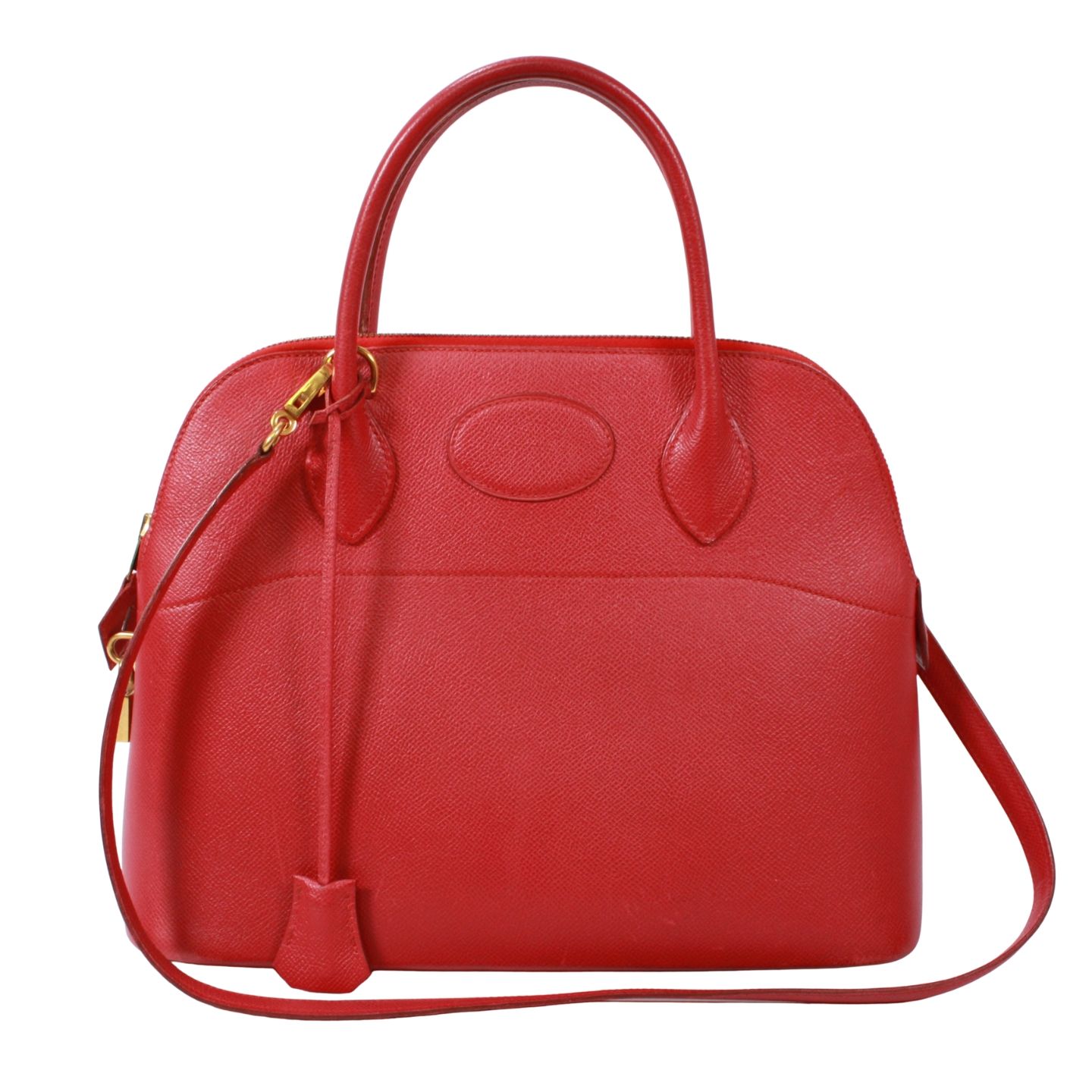 HERMES ボリード31 クシュベル レザー レッド ハンドバッグ ゴールド