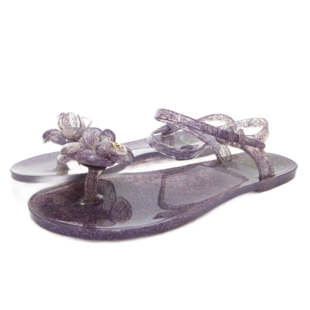 シャネル CHANEL カメリア ココマーク サンダル クリア ストラップ 35