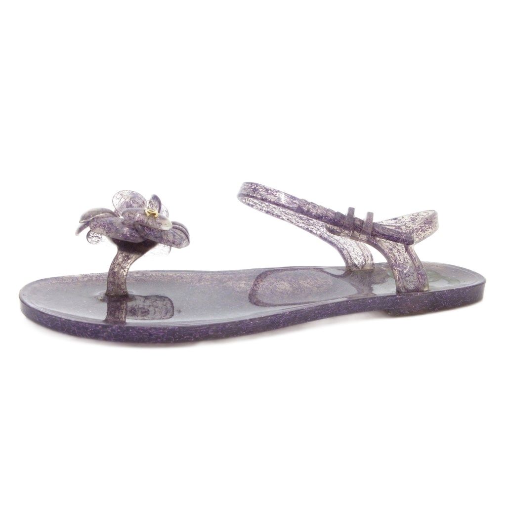 シャネル CHANEL カメリア ココマーク サンダル クリア ストラップ 35