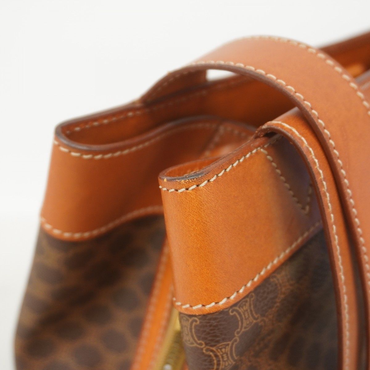 6bc4175】セリーヌ トートバッグ マカダム PVC ブラウン ゴールド金具