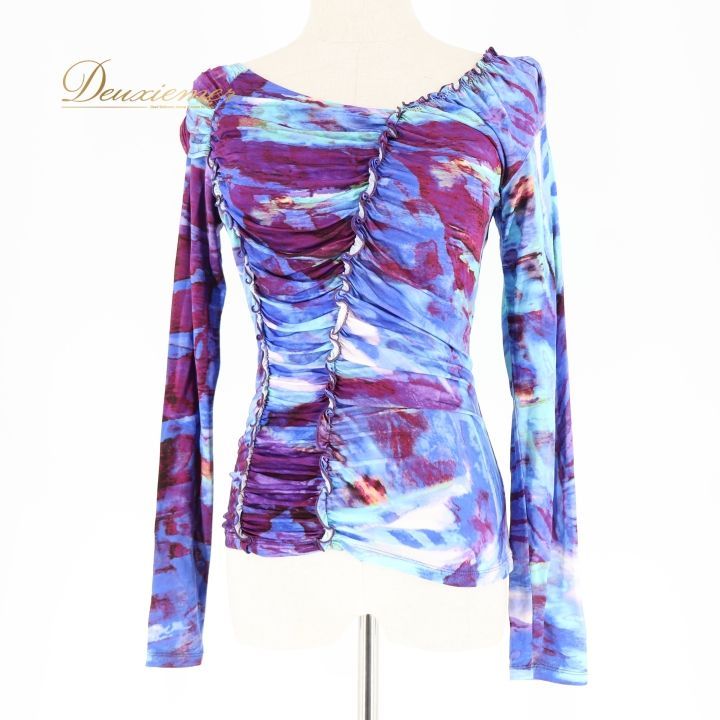 社交ダンス 衣装 トップス ブラウス ブルー系 チャコットロイヤル