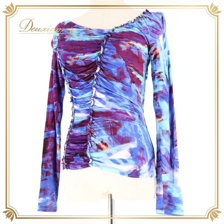 チャコット　ダンス衣装 社交ダンス 衣装 トップス ブラウス ブルー系 チャコットロイヤル