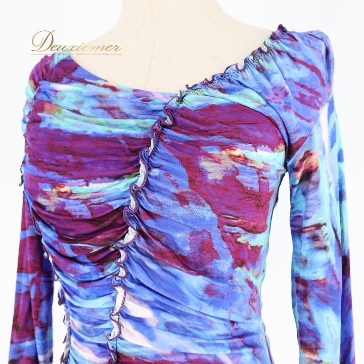 社交ダンス 衣装 トップス ブラウス ブルー系 チャコットロイヤル