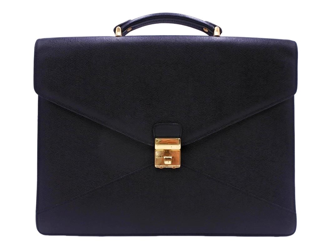 LANCEL Lancel Leather Briefcase Business Bag Black ■■ Mens