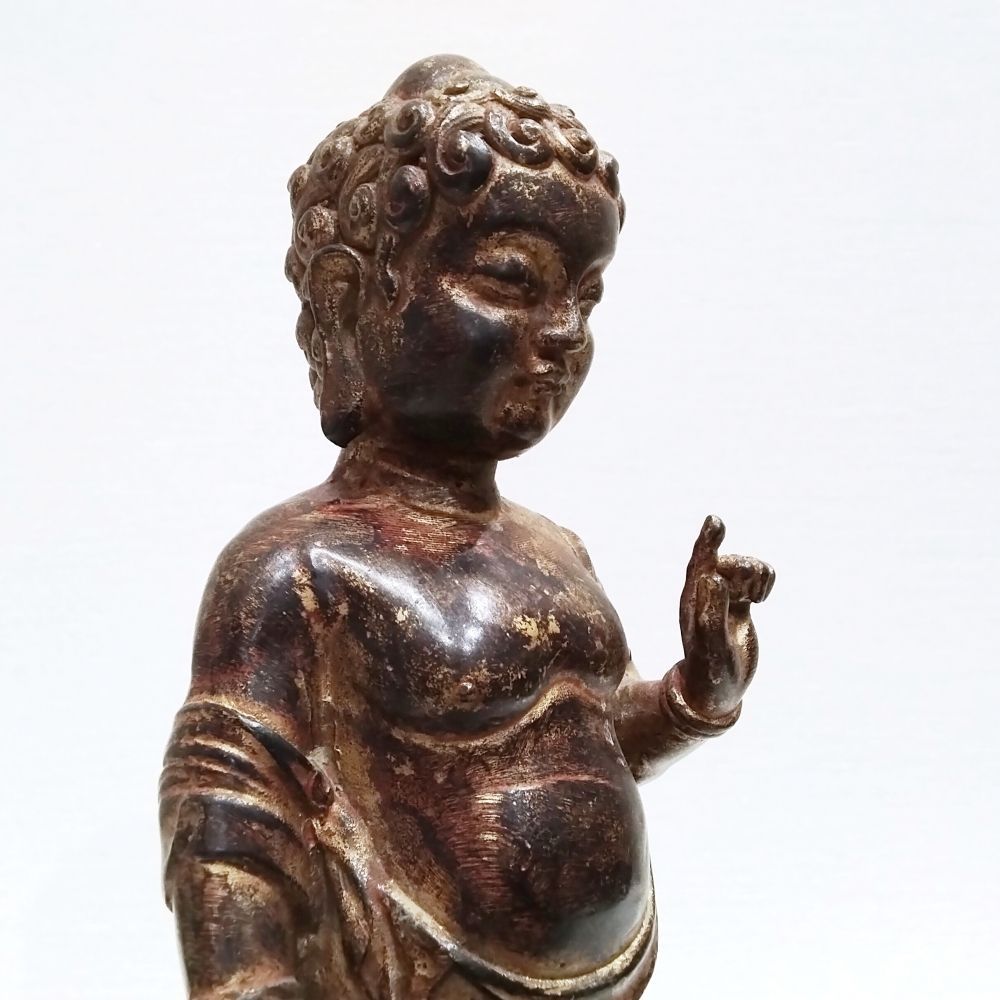 誕生釈迦仏立像 誕生仏 中国 銅製 仏像 お釈迦様 釈迦如来 骨董 古美術