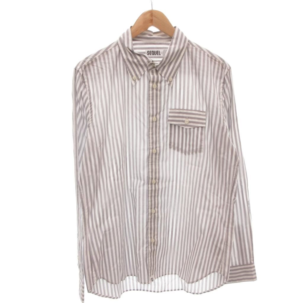シークエル SEQUEL シャツ カジュアル バイカラー ストライプ 長袖 L