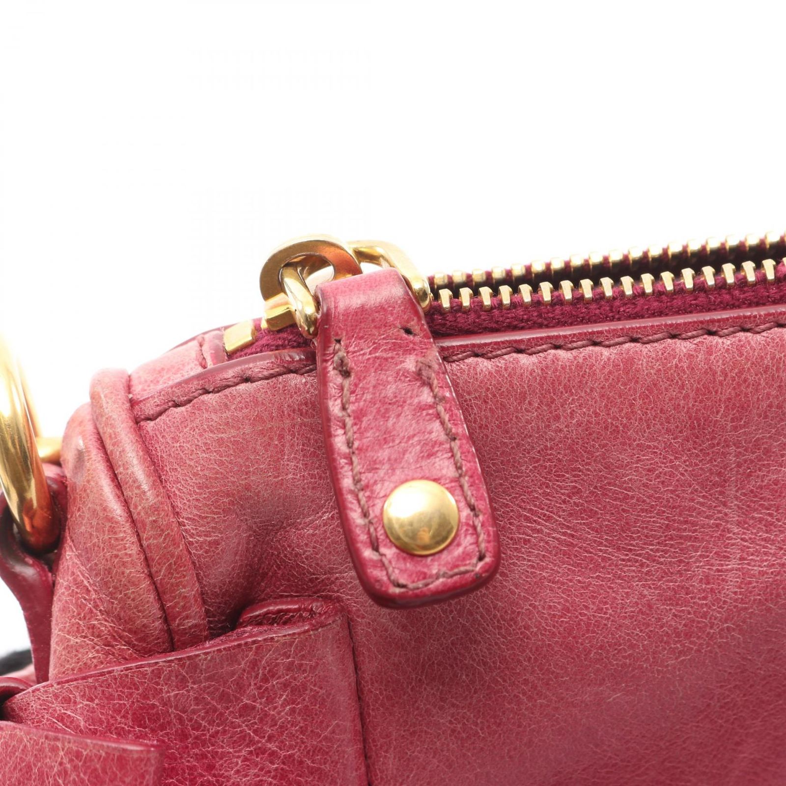ミュウ ミュウ Miu Miu ショルダーバッグ ピンク レザー サイドリボン 