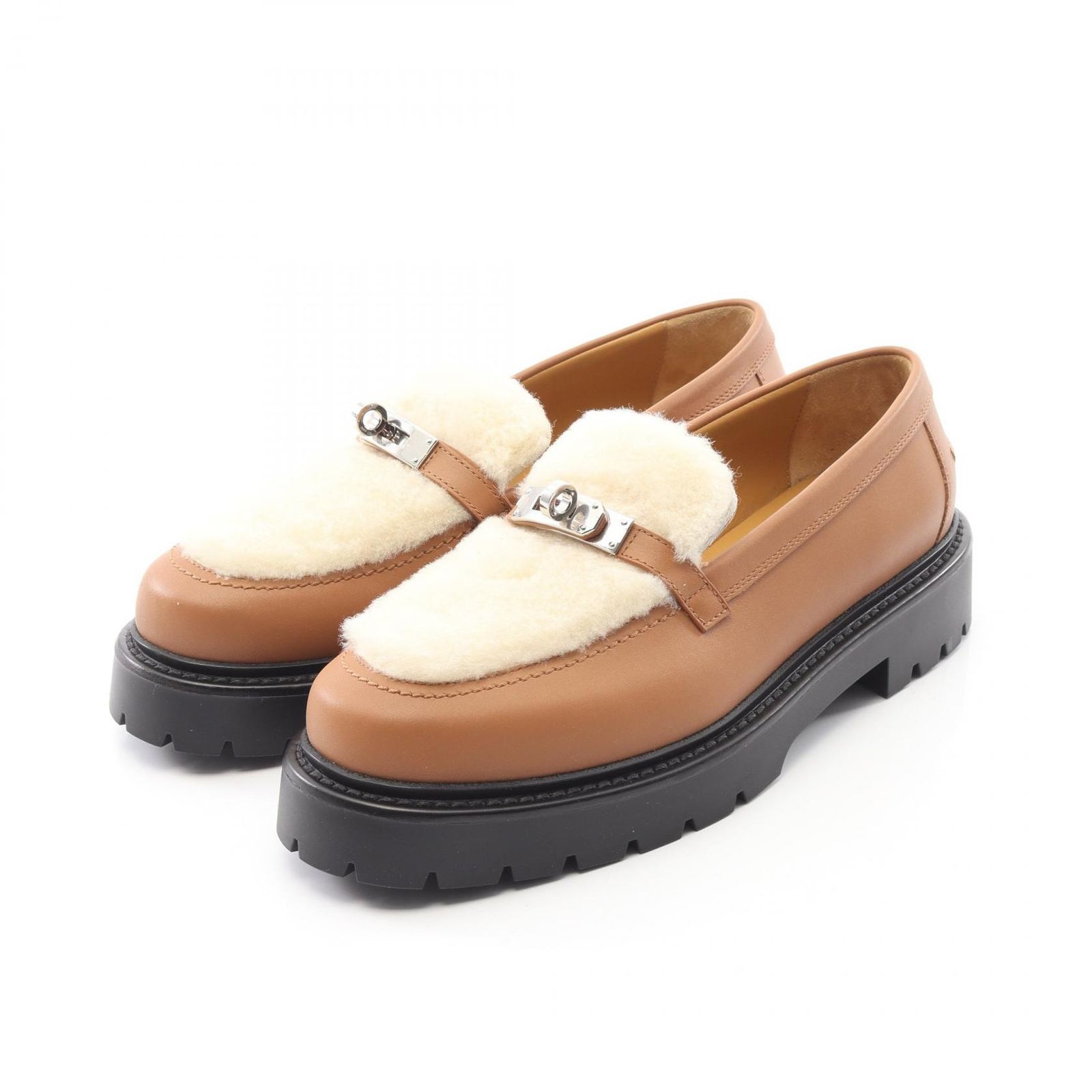 エルメス HERMES モカシン アイコン ケリーバックル レザー ムートン