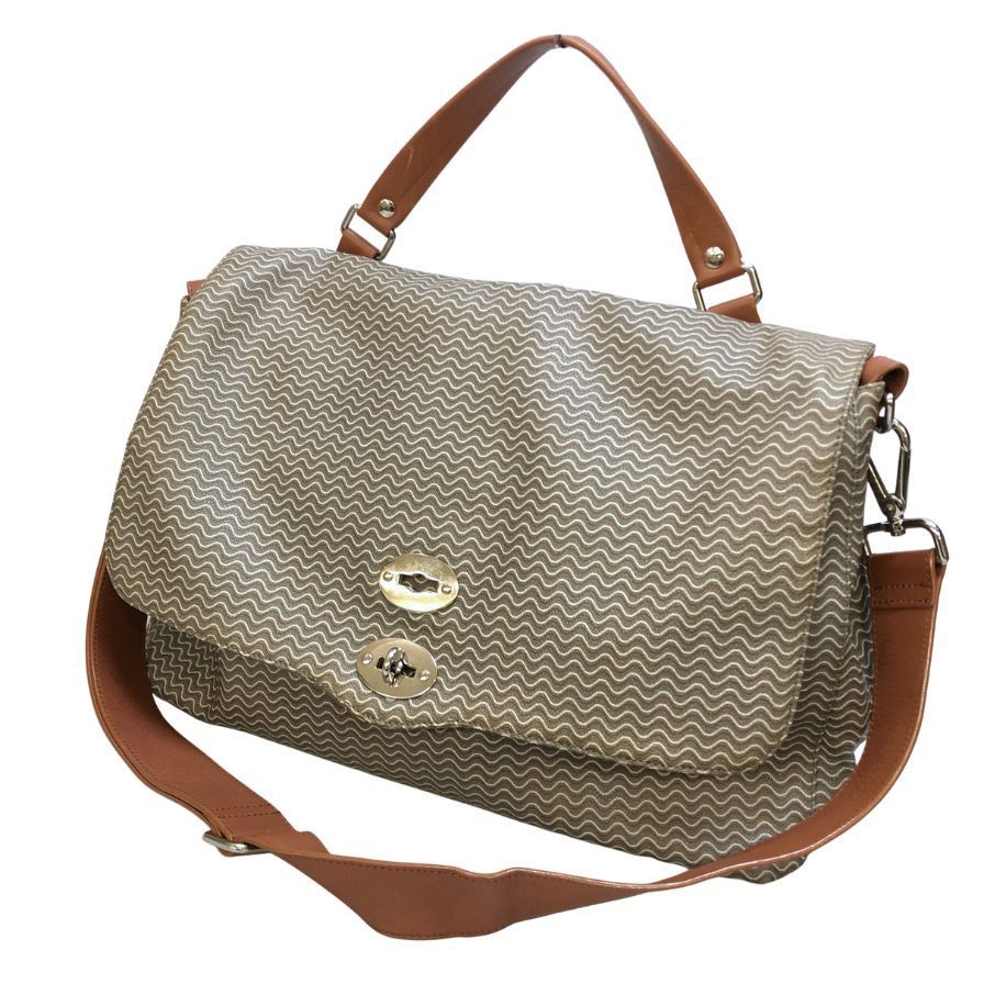 ザネラート ポスティーナ 50'S ショルダーバッグ 総柄 グレー系【AFE9