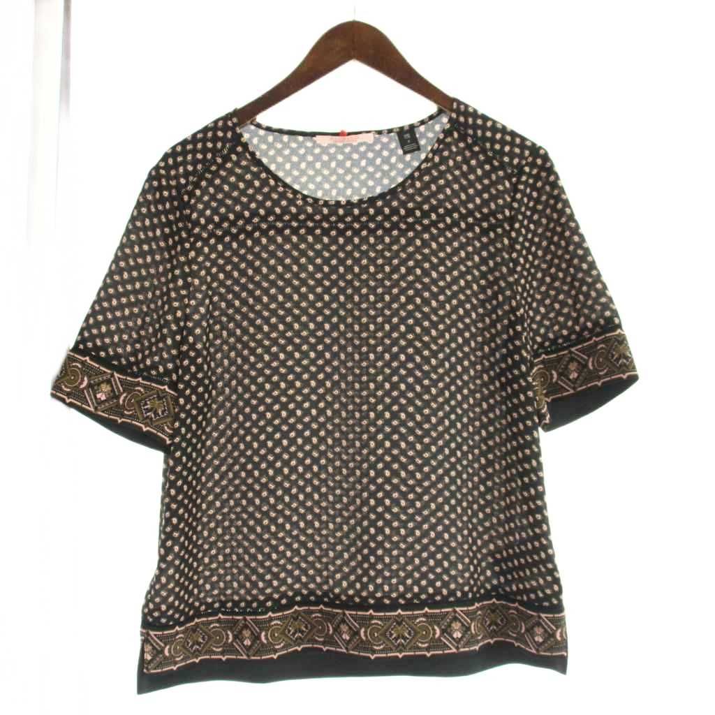 スコッチ&ソーダ SCOTCH & SODA ブラウス S 黒×ペイズリー柄 小紋柄