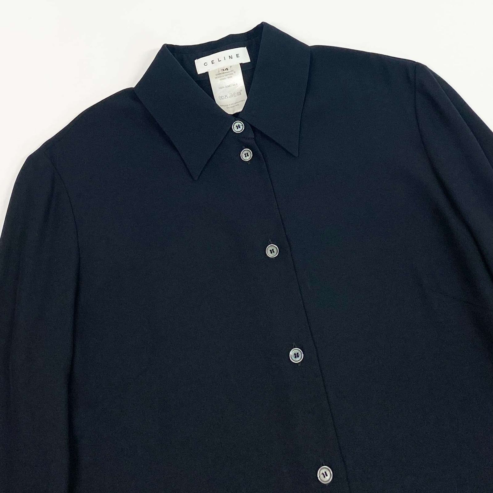 Eb23 CELINE セリーヌ フリルスリーブ ブラウス 長袖シャツ トップス