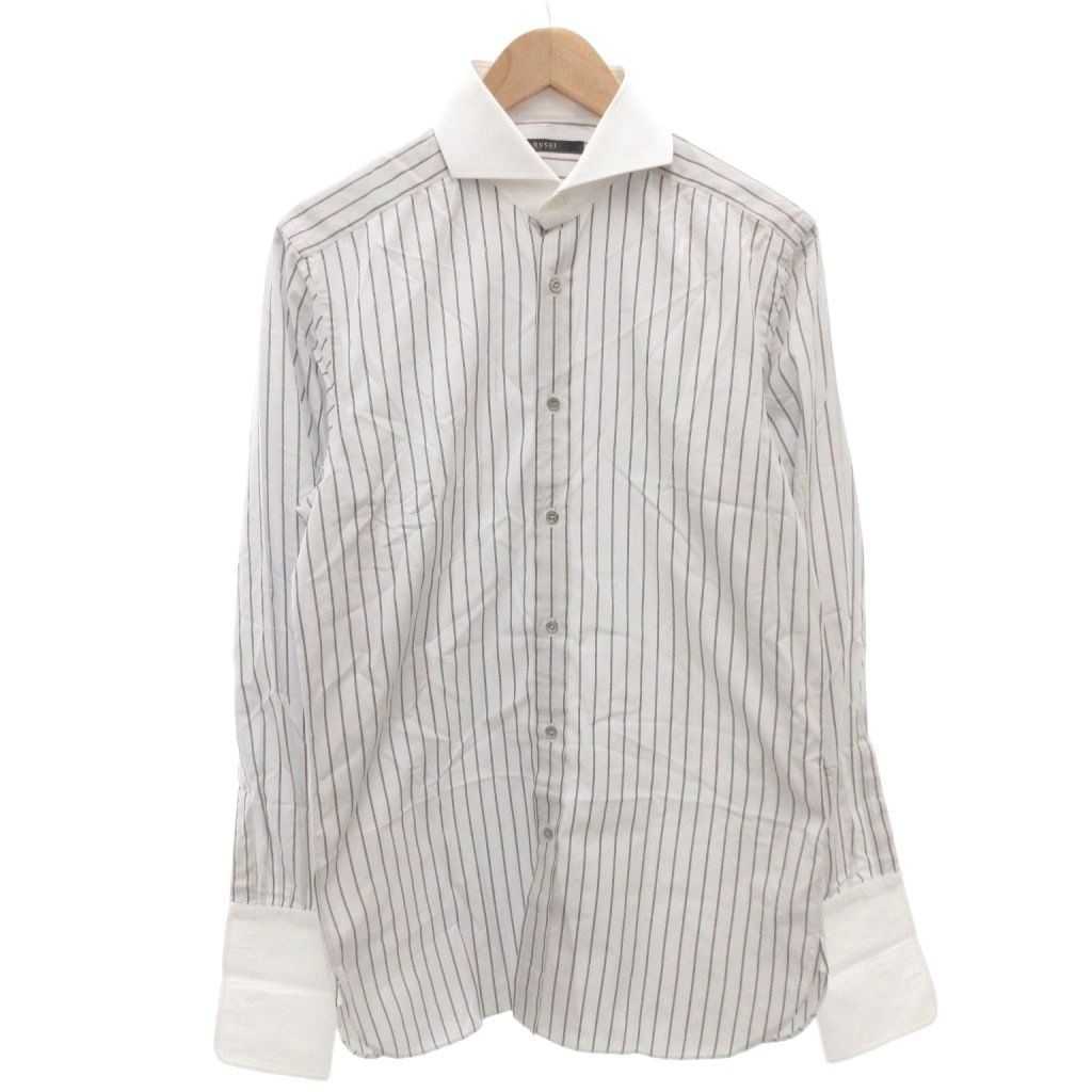 グッチ GUCCI カフス ワイシャツ ドレス ストライプ 長袖 15 3/4 /40