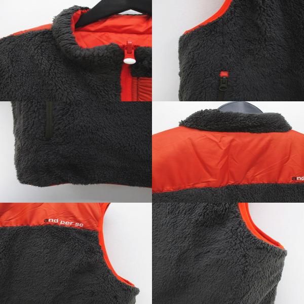 アンパスィ and per se ゴルフウェア リバーシブル 中綿 ボア ベスト