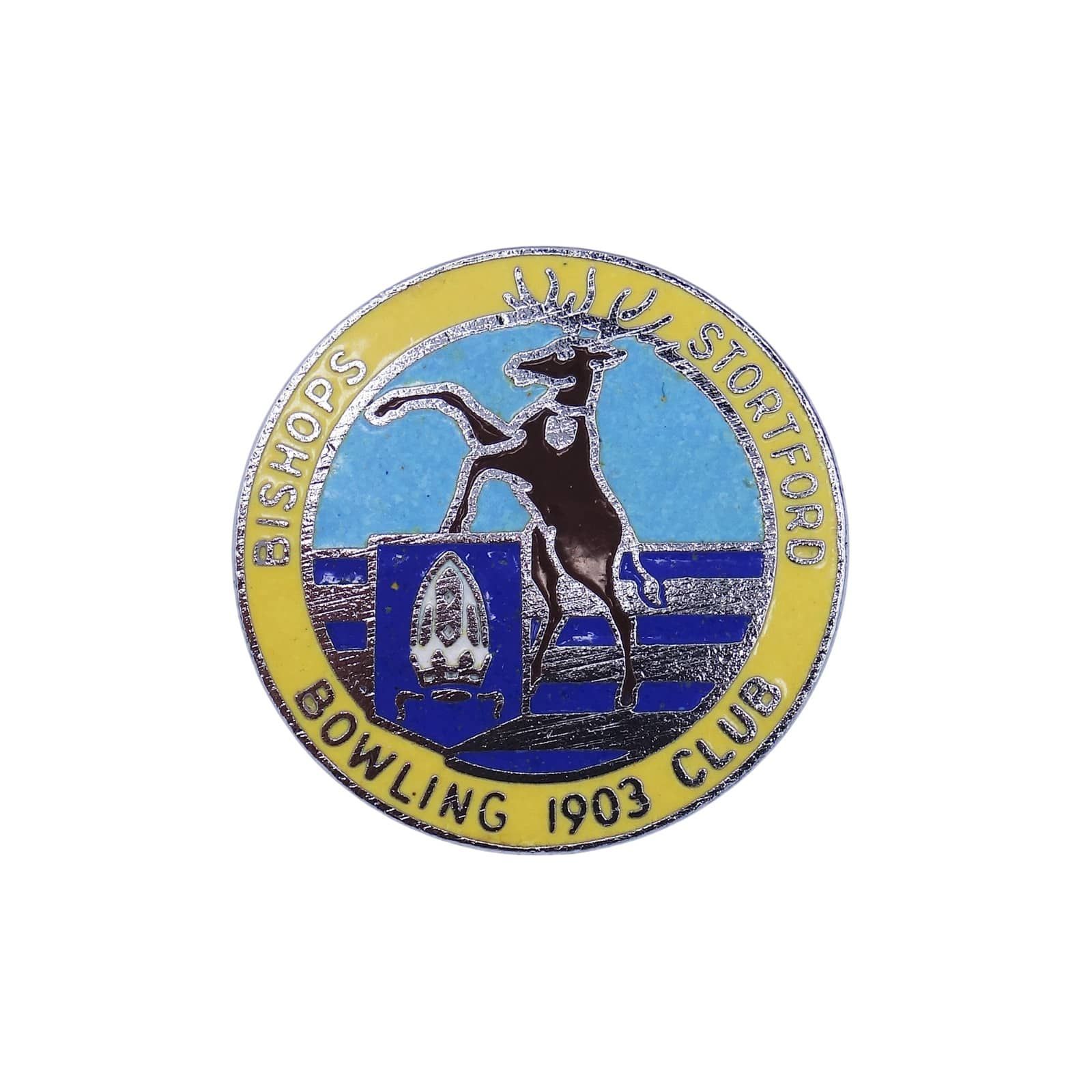 イギリス 鹿 司教冠 ビンテージ ブローチ 英国 BISHOPS STORTFORD