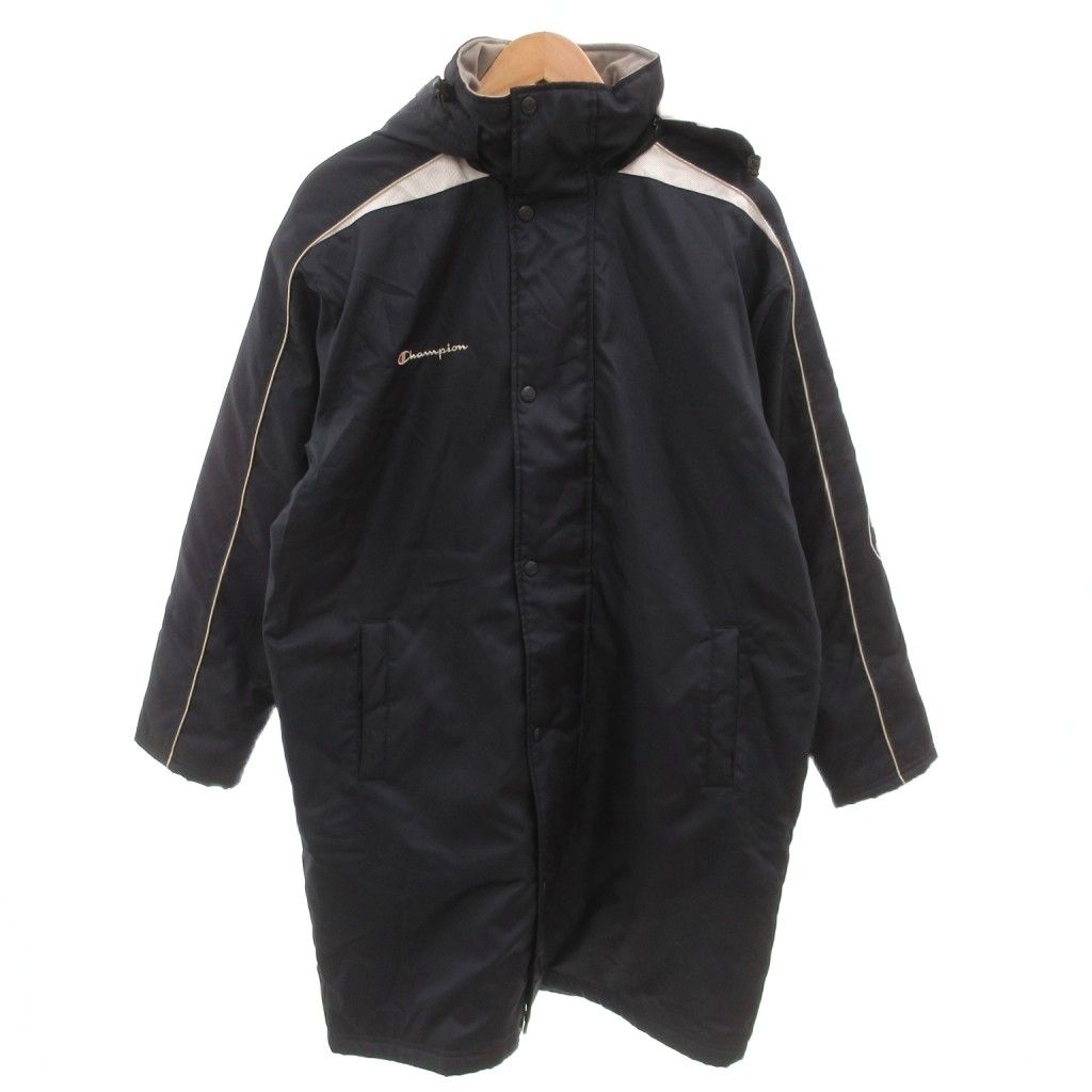 チャンピオン CHAMPION ベンチコート ボア フード ひざ丈 M 紺