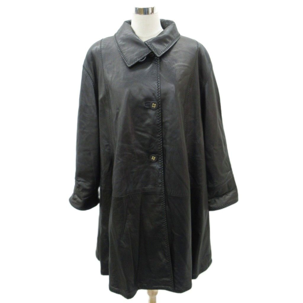 ギャロッティ GALLOTTI レザーコート 本革 40 黒 ブラック ステッチ