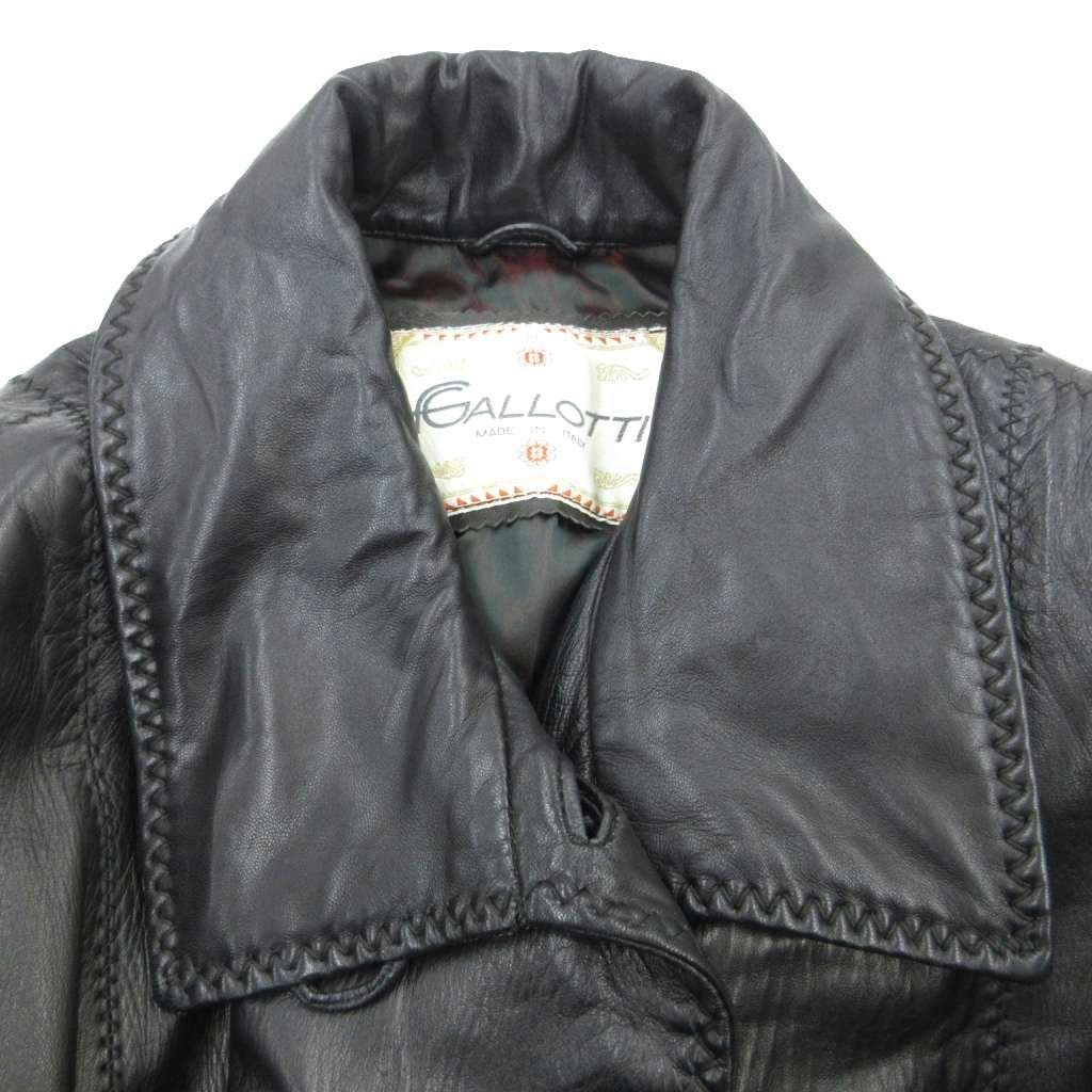 ギャロッティ GALLOTTI レザーコート 本革 40 黒 ブラック ステッチ