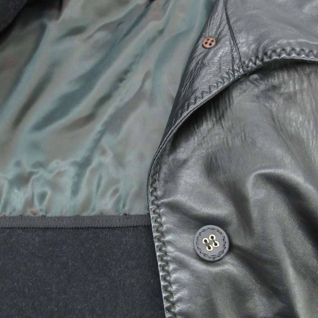 ギャロッティ GALLOTTI レザーコート 本革 40 黒 ブラック ステッチ