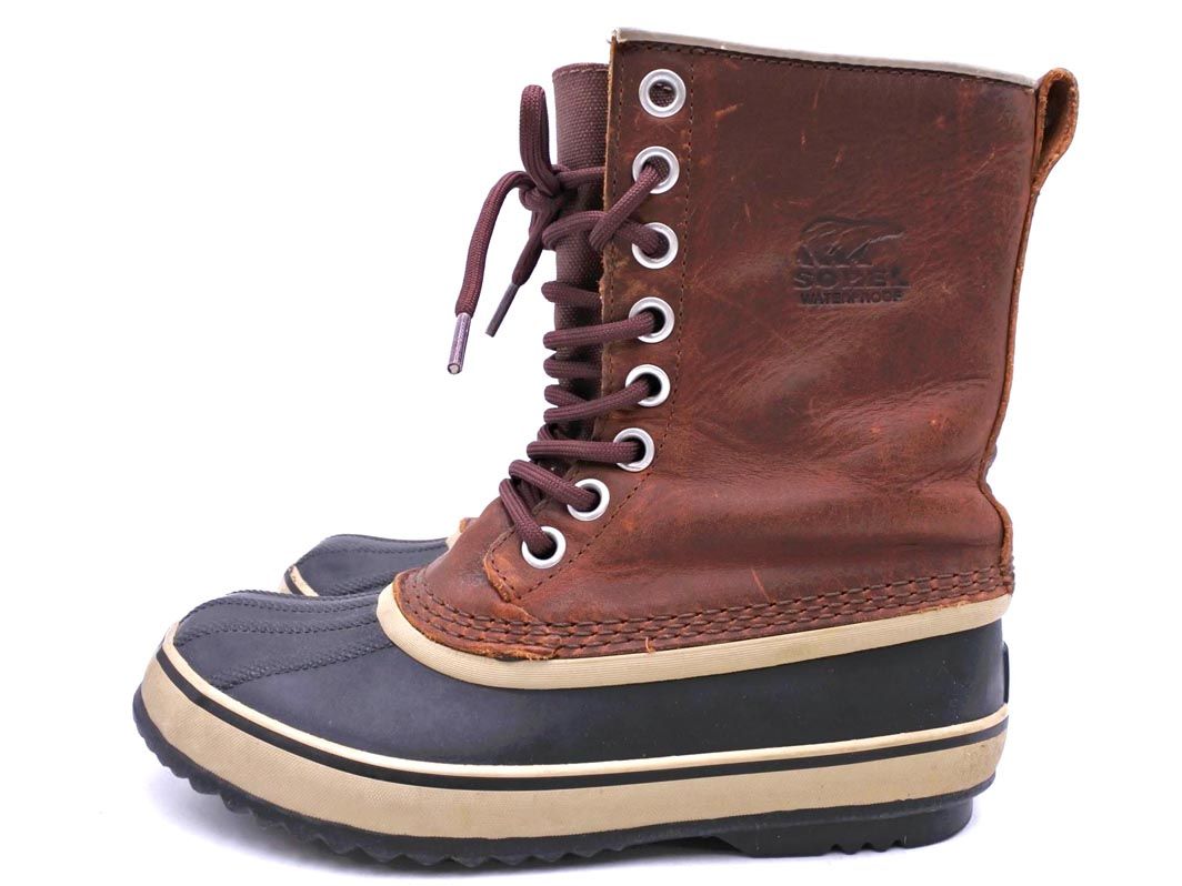 SOREL ソレル NL1718-206 Premium レザー 本革 ブーツ size24/茶x黒