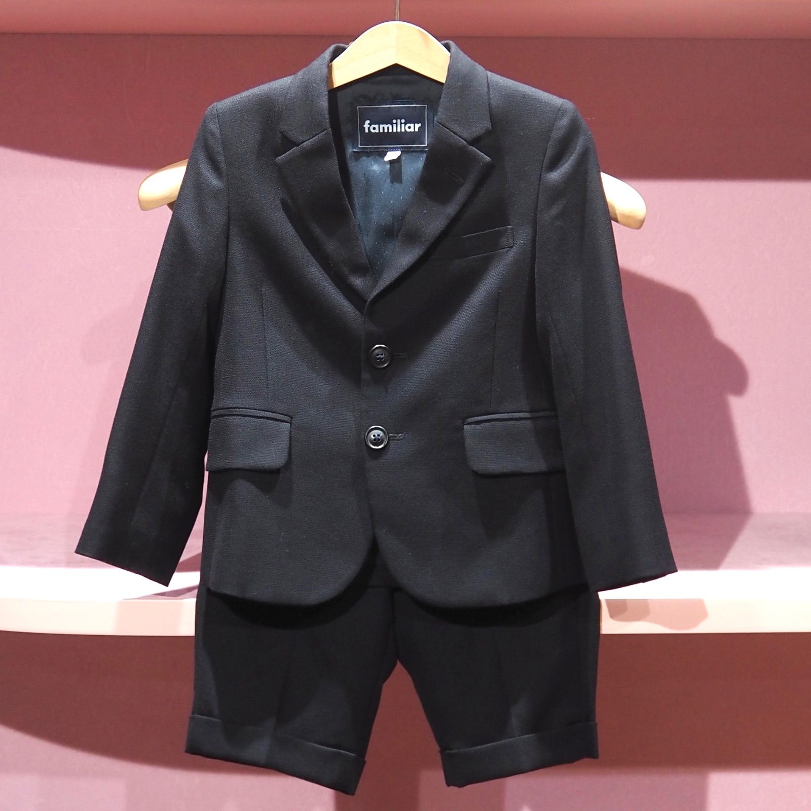 familiar スーツジャケット サイズ100 ネイビー familiar スーツセットアップ ネイビー ウール ポリエステル - メルカリ