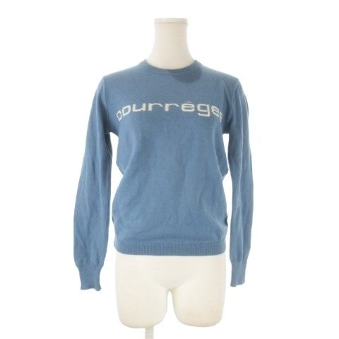 クレージュ courreges ニット セーター ウール 9 青 ブルー 長袖