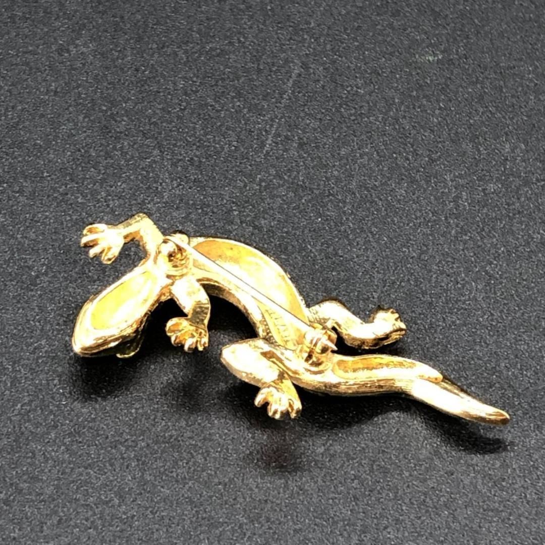 TRIFARI トリファリ トカゲ ブローチ ビンテージ グリーン×ゴールド