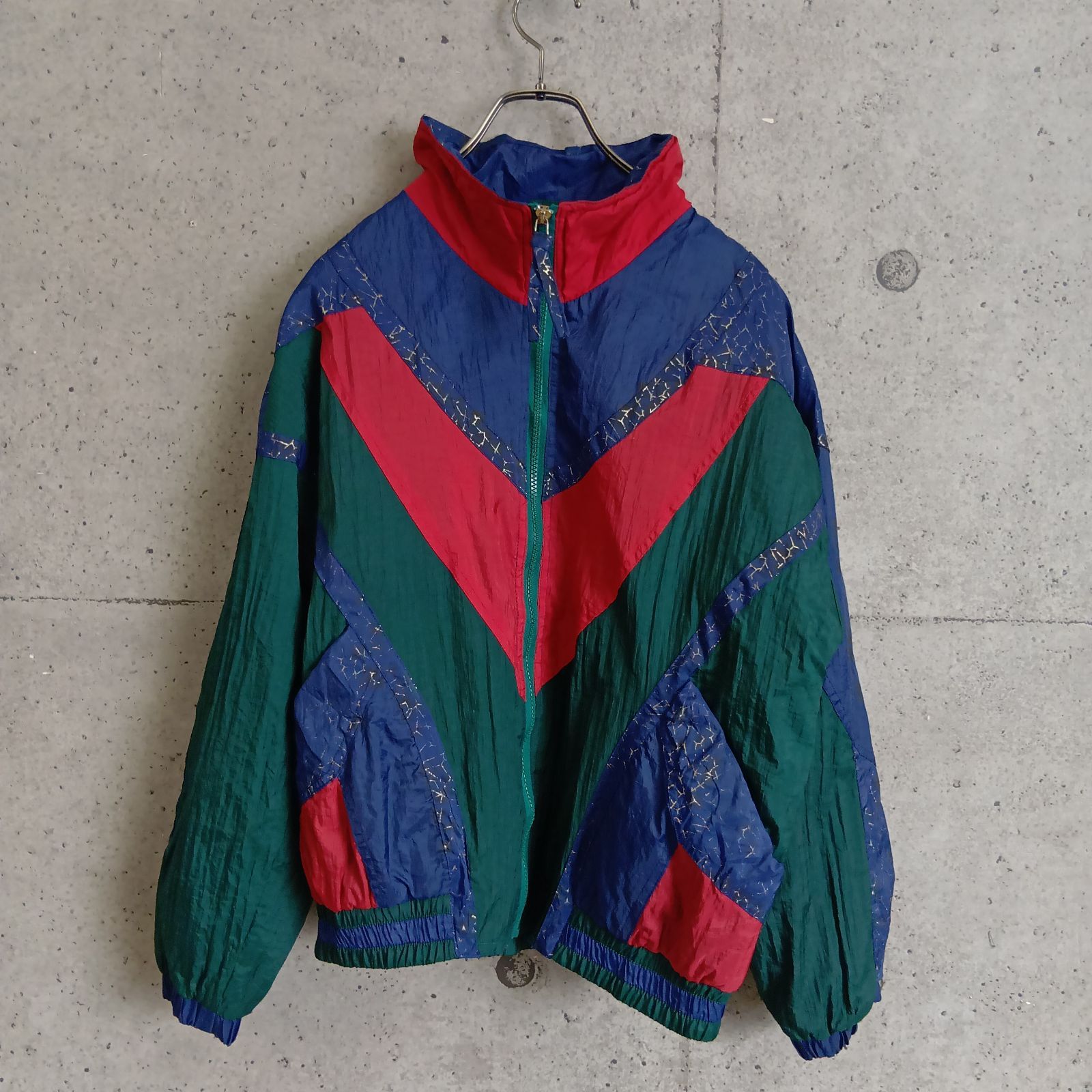 USED】US 古着 EAST WEST ナイロンジャケット 派手 切り替え 90s S 