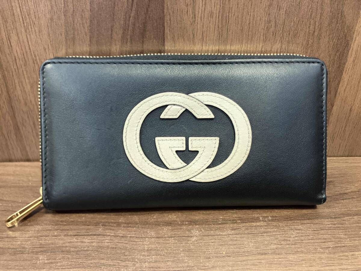 GUCCI　サイフ 鑑定済 GUCCI グッチ 658839・525040 GGロゴ BASKET レザー 長財布